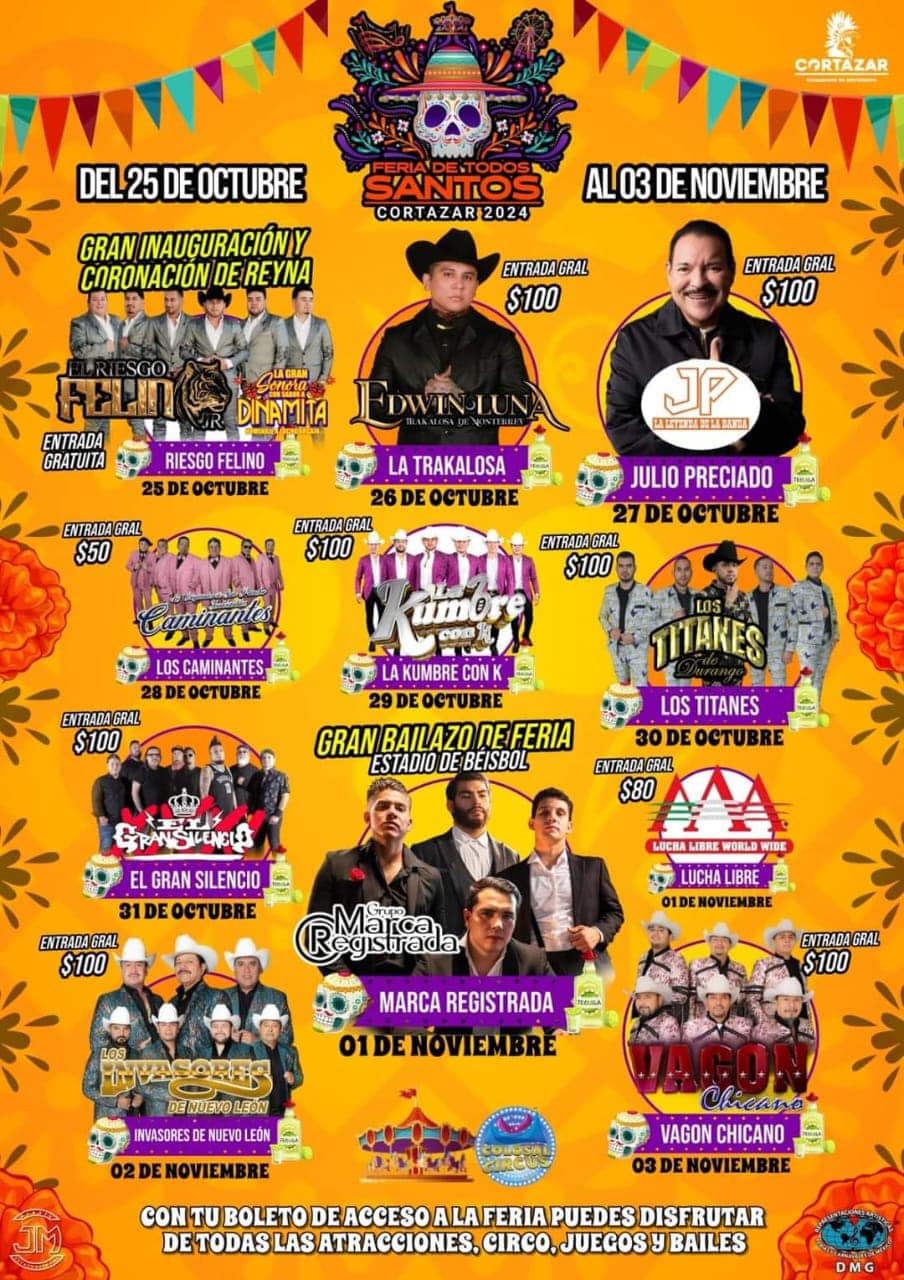 Cartelera artística - Feria de Todos Santos Cortazar 2024