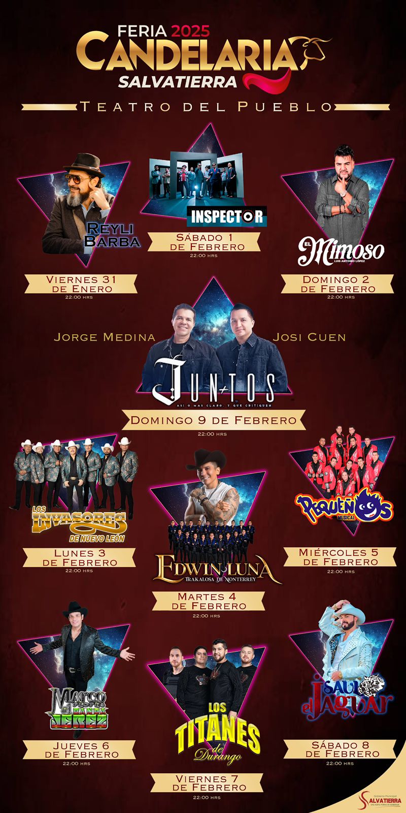 Cartelera artística Feria de la Candelaria Salvatierra 2025