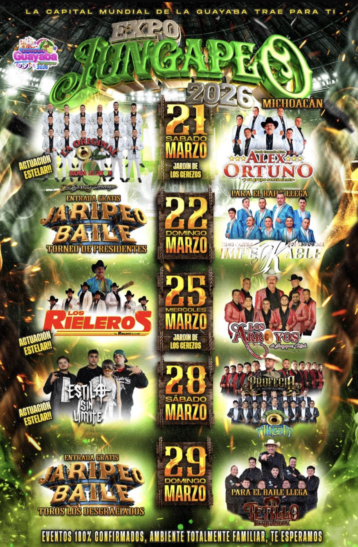 Cartelera Expo Feria de la Guayaba Jungapeo 2026