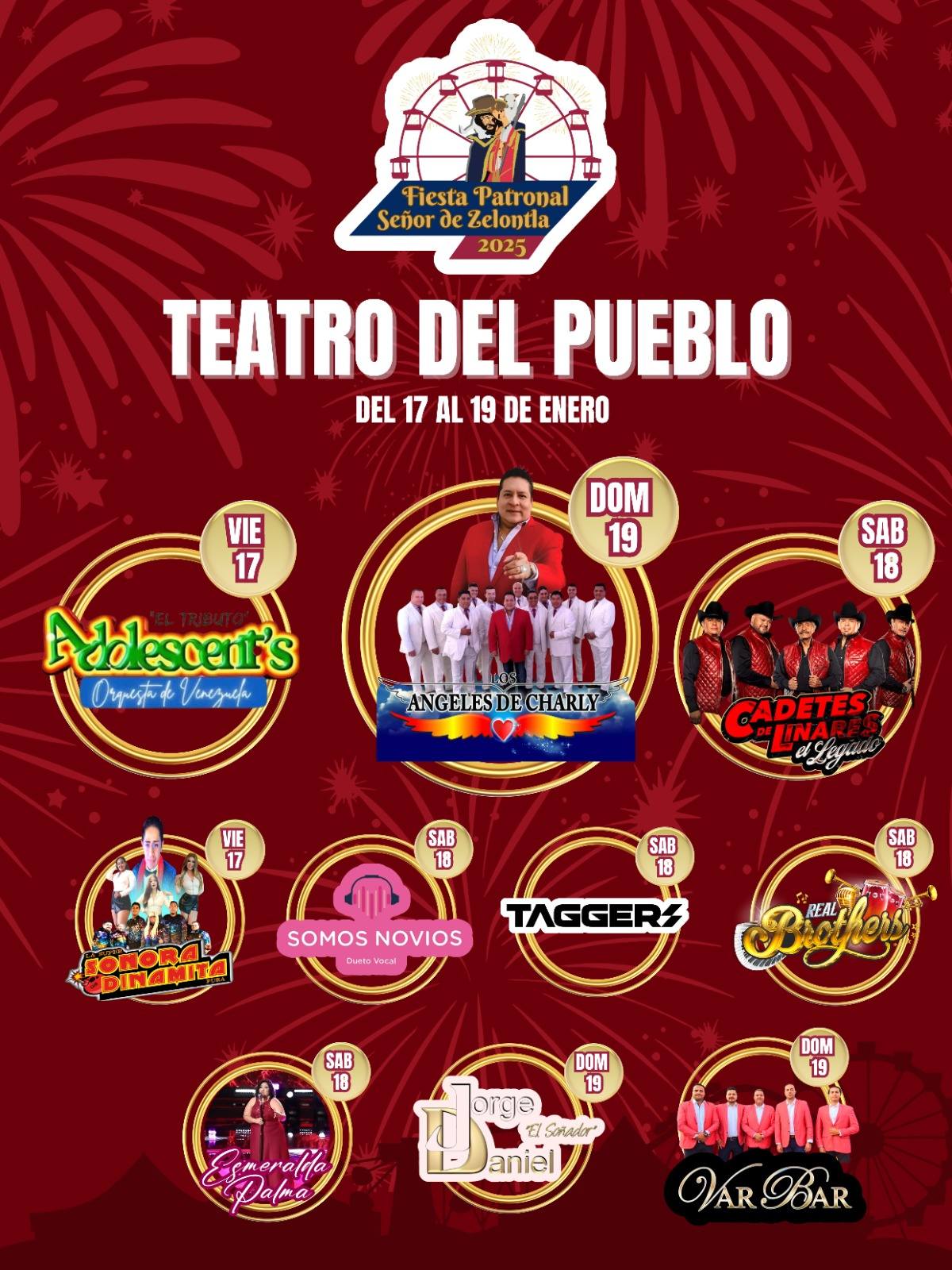 Cartelera artística Fiesta Patronal Real del Monte 2025