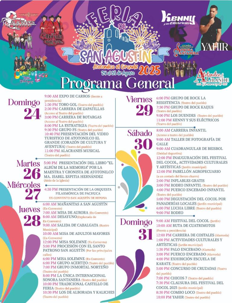 Programa Feria San Agustín Atotonilco El Grande 2025