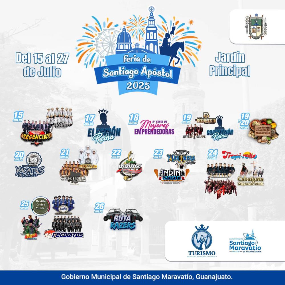 Cartelera artística Feria Santiago Maravatío 2025