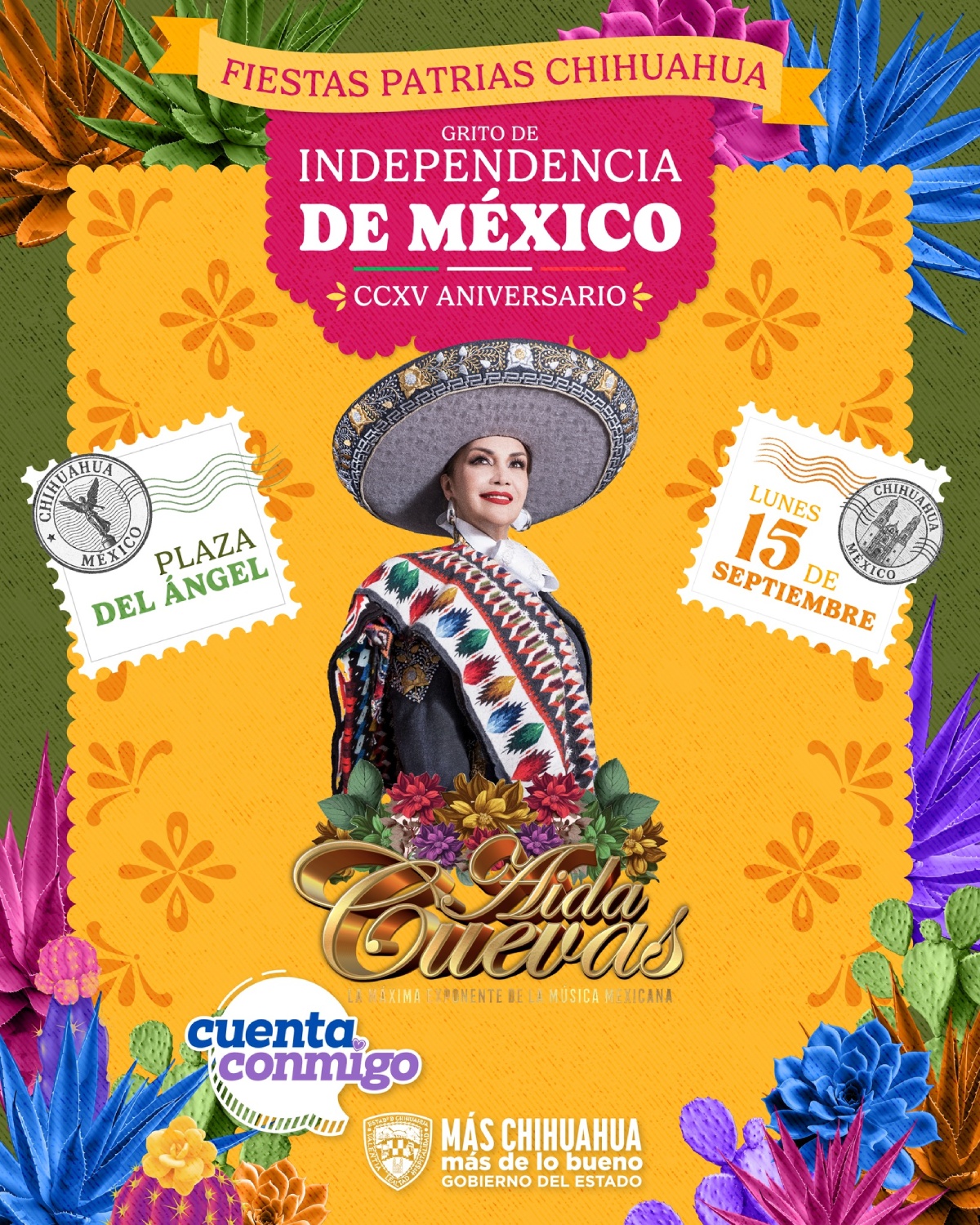 Aída Cuevas en el Grito de Independencia 2025 en Chihuahua
