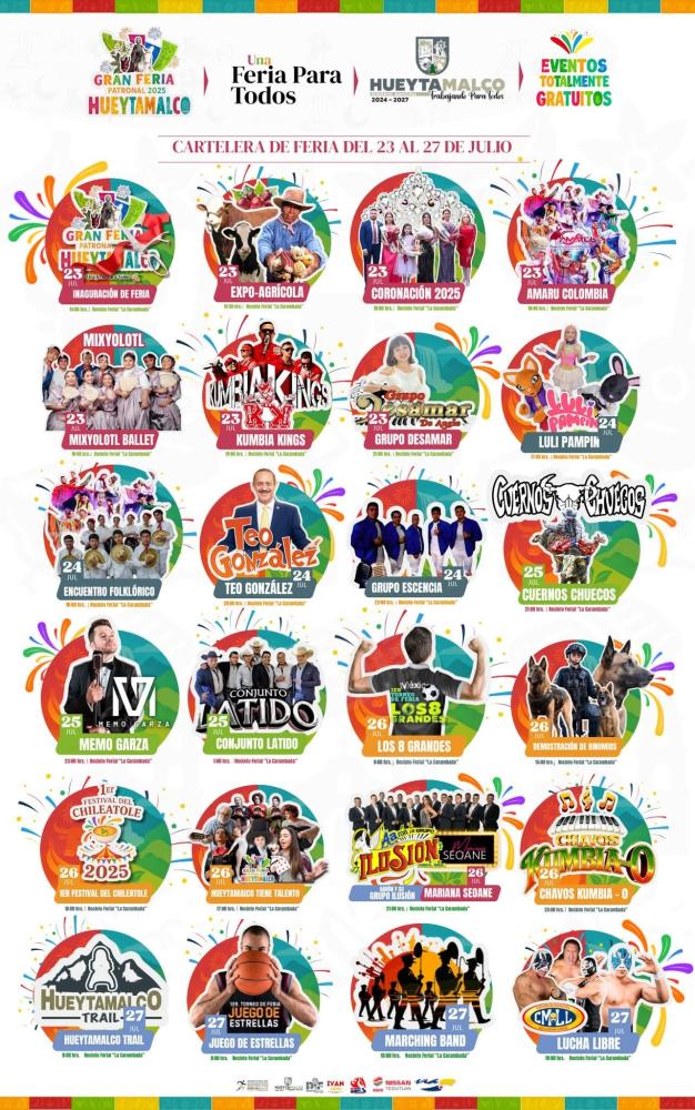 Cartelera de la Feria Hueytamalco 2025: