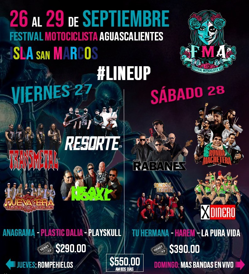 Lineup Festival Motociclista Aguascalientes 2024