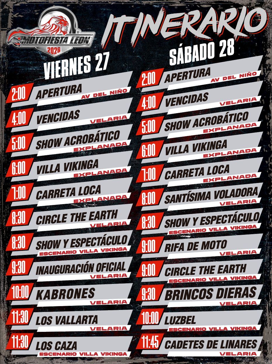 Horarios Motofiesta León 2026