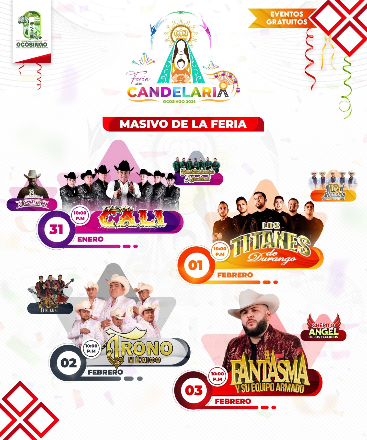 Cartelera Masivo Feria de la Candelaria Ocosingo 2026