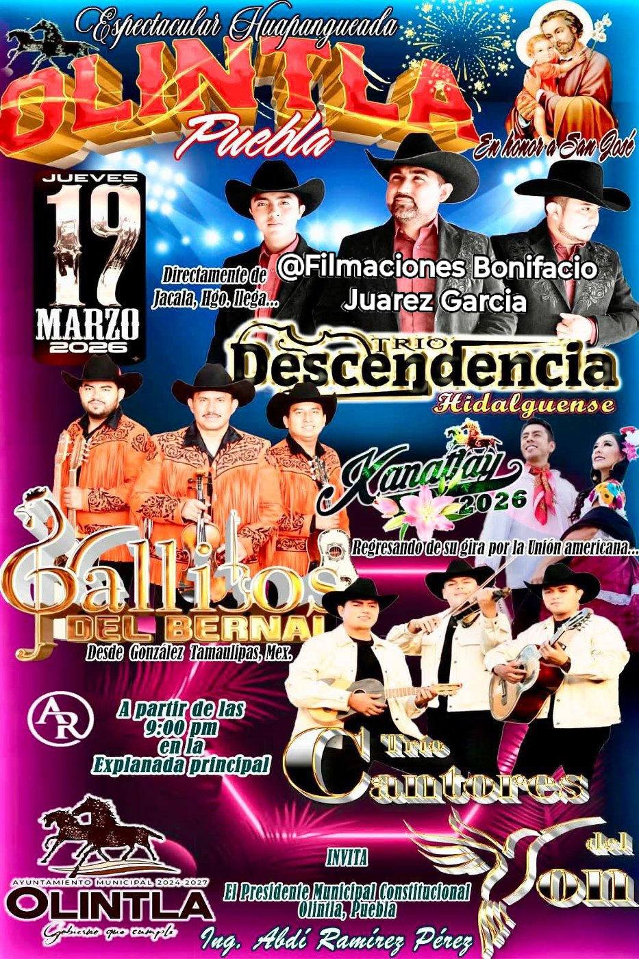 Cartelera estelar Feria Olintla 2026