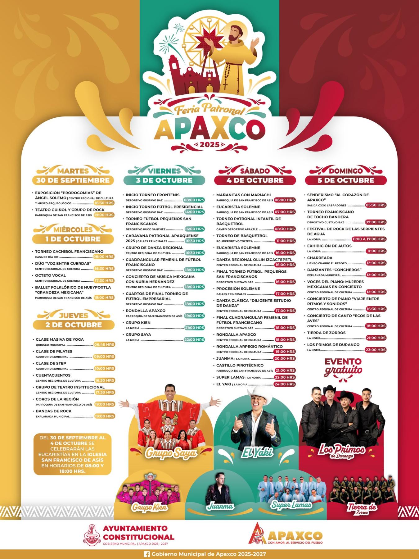 Programa Feria Patronal Apaxco 2025