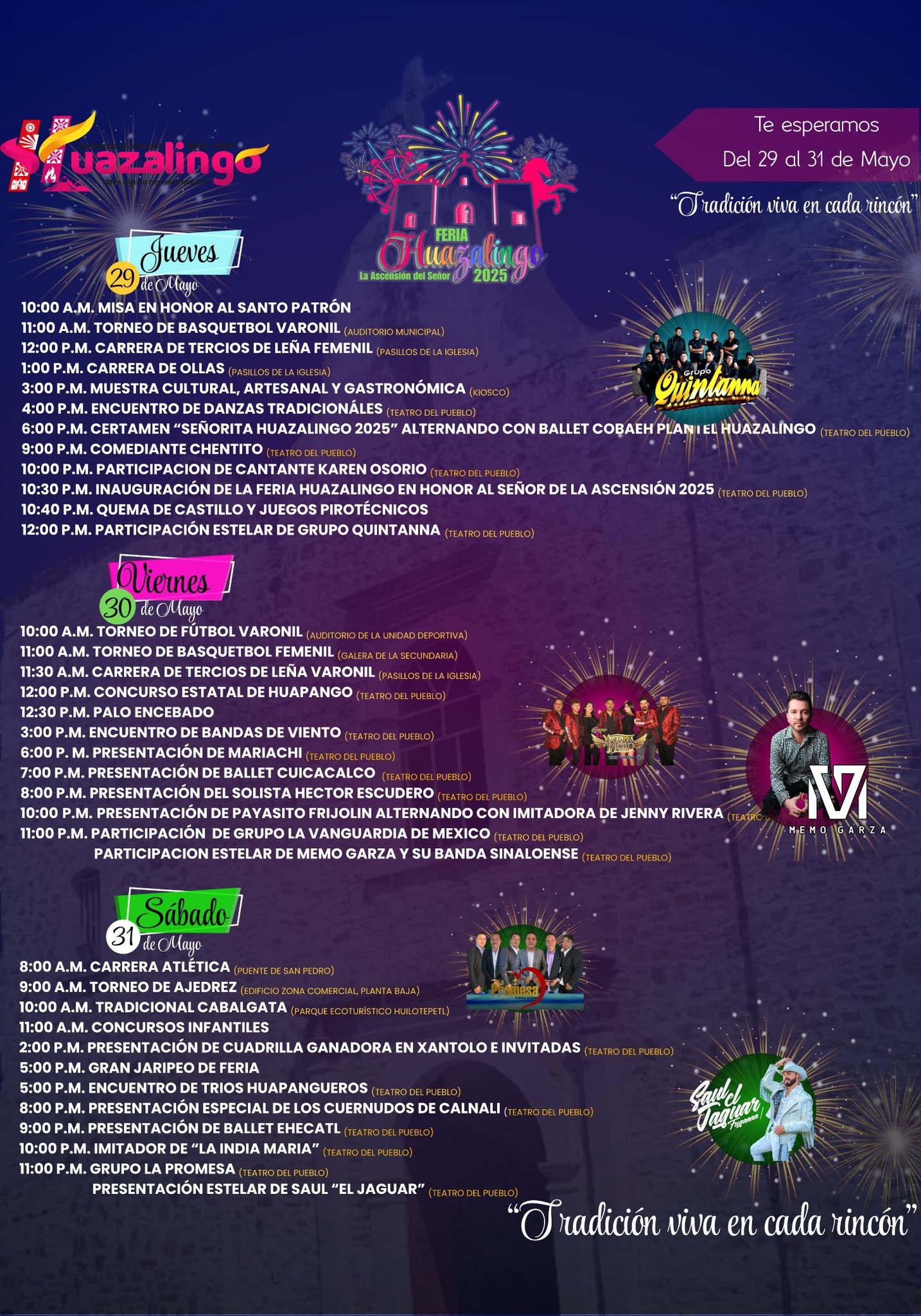 Programa Feria de la Ascensión del Señor Huazalingo 2025
