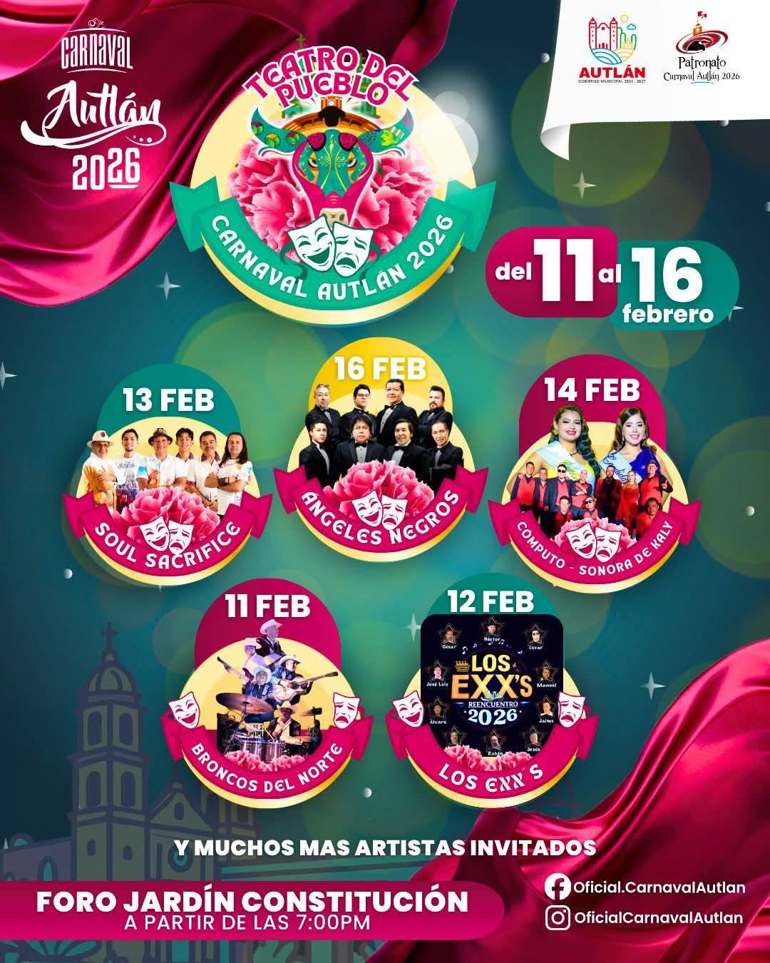Cartelera Teatro del Pueblo Carnaval Autlán 2026