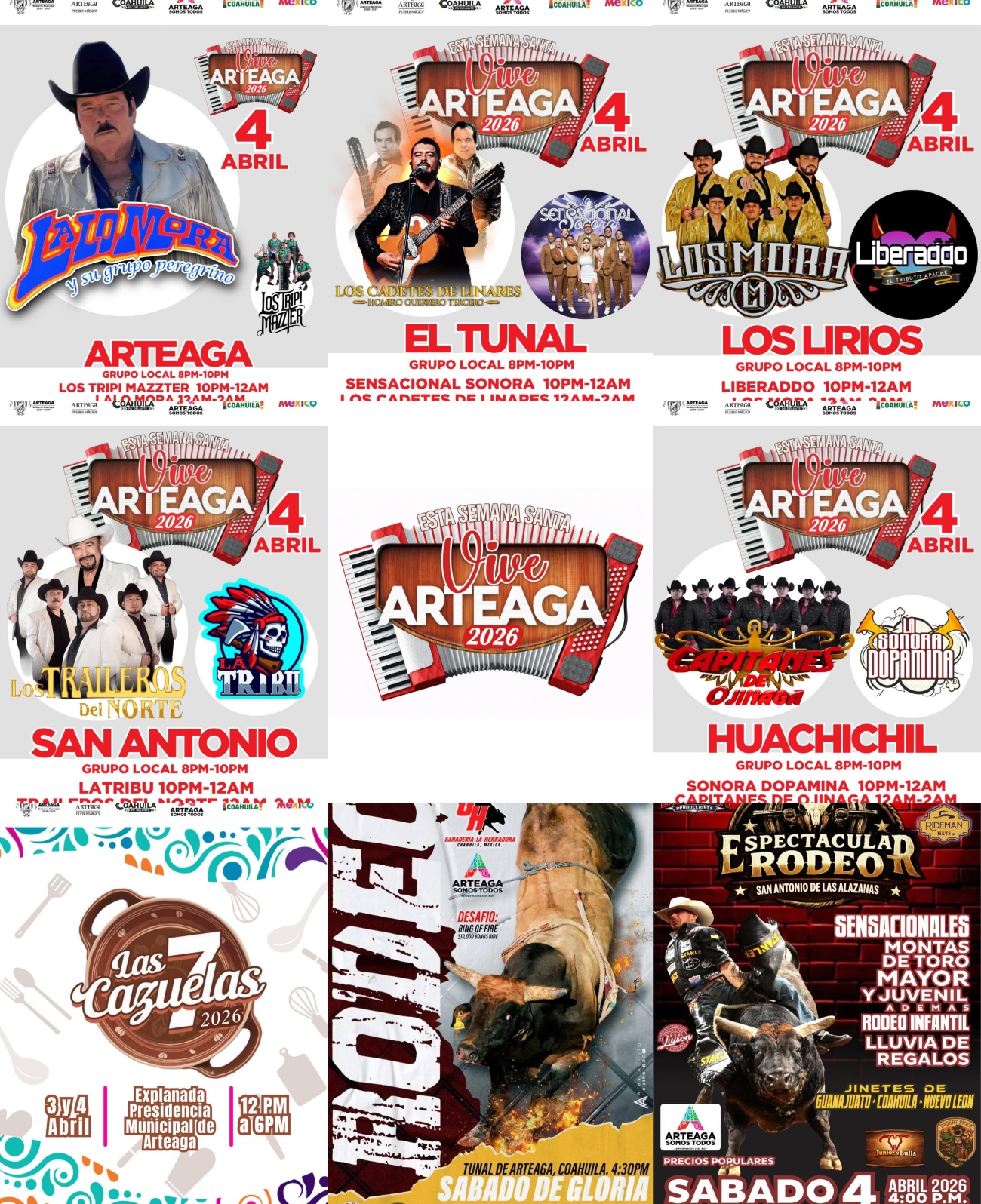 Cartelera Artística Festival Vive Arteaga 2026