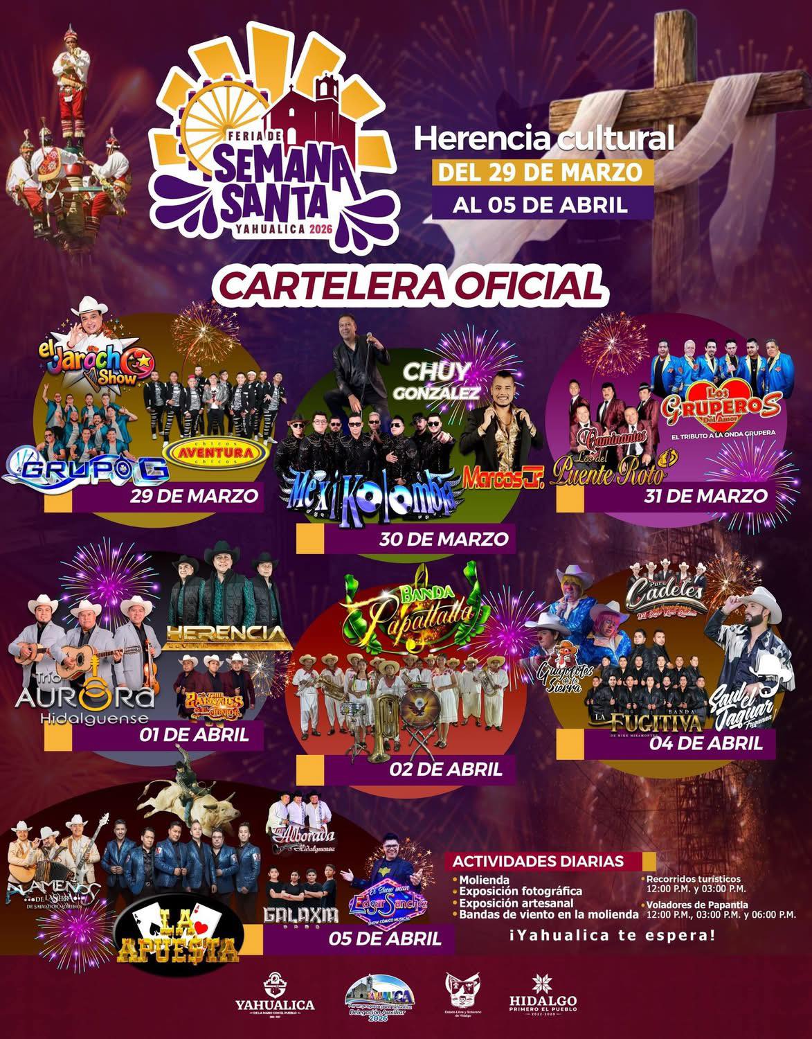 Cartelera artística Feria de Semana Santa Yahualica 2026
