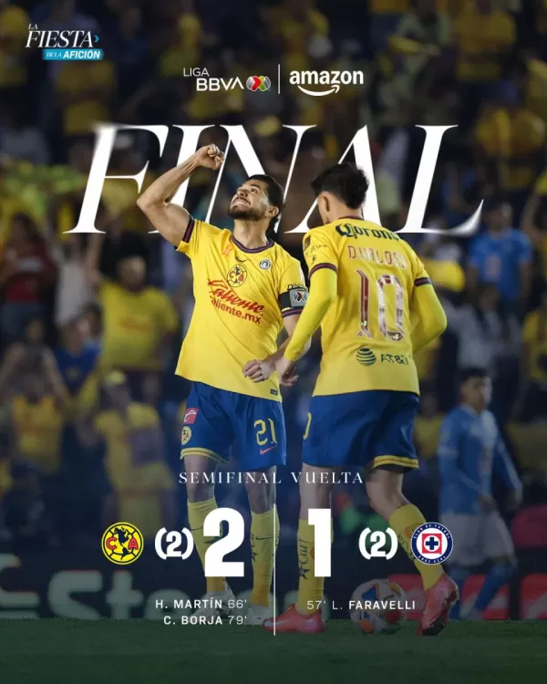 América avanza a la final del Clausura 2025 tras empatar global con Cruz Azul